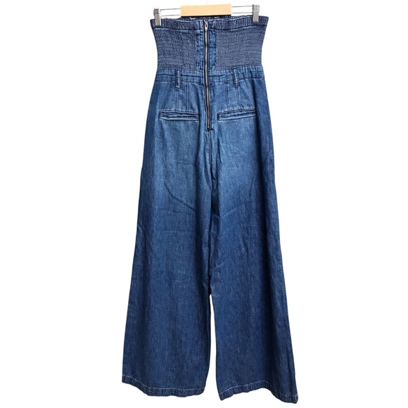 NWT Anthropologie Pilcro The Skipper Strapless Denim Wide Leg Jumpsuit - Picture 3 of 7